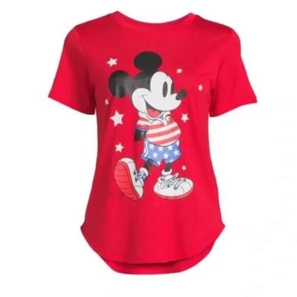 Nwot Mickey Mouse Patriotic KIdS Graphic T-Shirt with Short Sleeves medium 7-9 - Picture 1 of 5